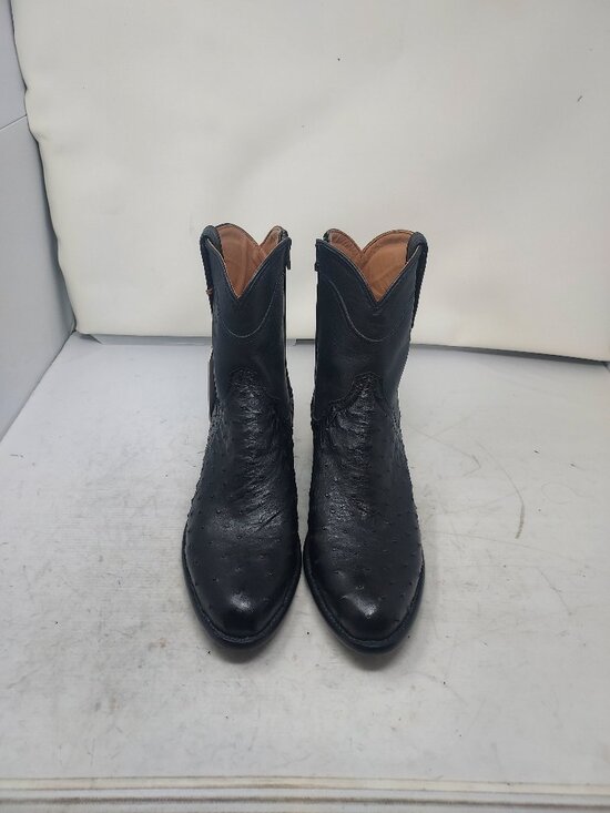 TECOVAS MENS Onyx Black Dean Ostrich Zip Cowboy Boot main image 8
